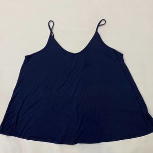 Haute Women's Size 3X V-Neck Strappy Tank Top Blouse Navy Relaxed Fit